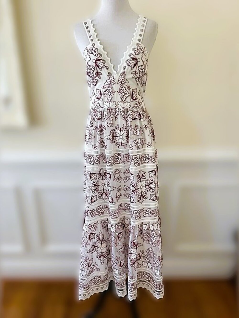 BY ANTHROPOLOGE TIERED V-NECK DRESS | SIZE M | NWOT - Picture 5 of 8
